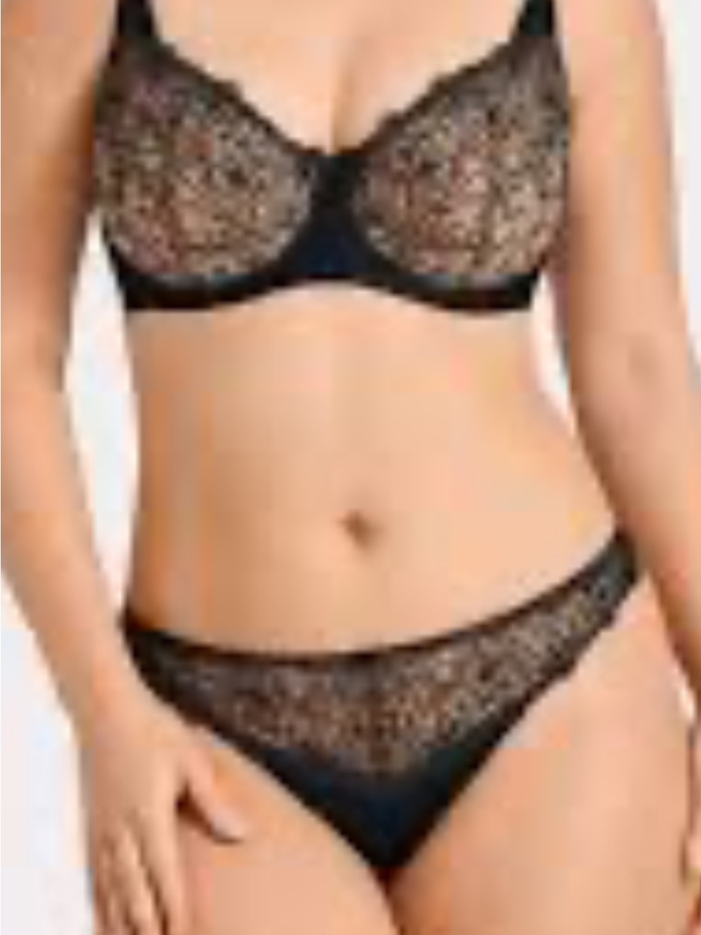 Aubade Black Sheer Lace Underwire Bra with Matching Bikini